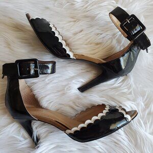 Tahari Women's Black/White Jules Scallop Contoured Heels SZ 8M